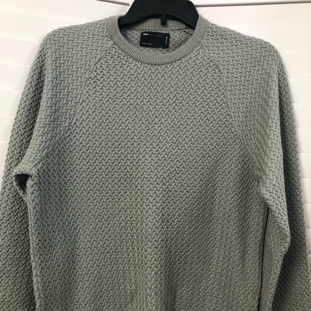 ASOS Gray Crewneck Sweater with Textured Knit - Muscle fit —#043 - Picture 6 of 14